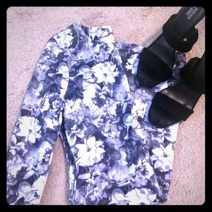 Floral print long sleeve fitted dress